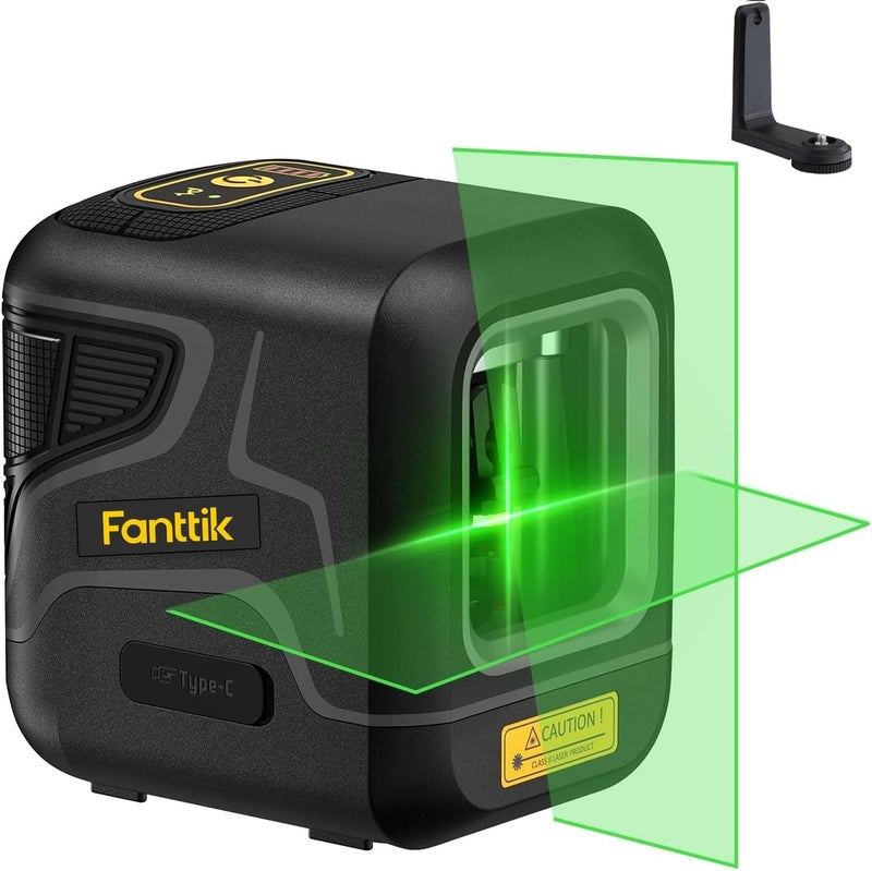 Fanttik D2 Pocket Green Laser Level, 100 ft Self-Leveling Cross Line Laser, Type-C Rechargeable, Rotatable 360 Degree, Pulse Mode, Magnetic Bracket, Carrying Pouch, for Picture Hanging and Home DIY - Image 1